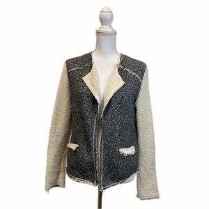 DREW Gray & Cream Raw Hem Small Open Cardigan‎ Sweater